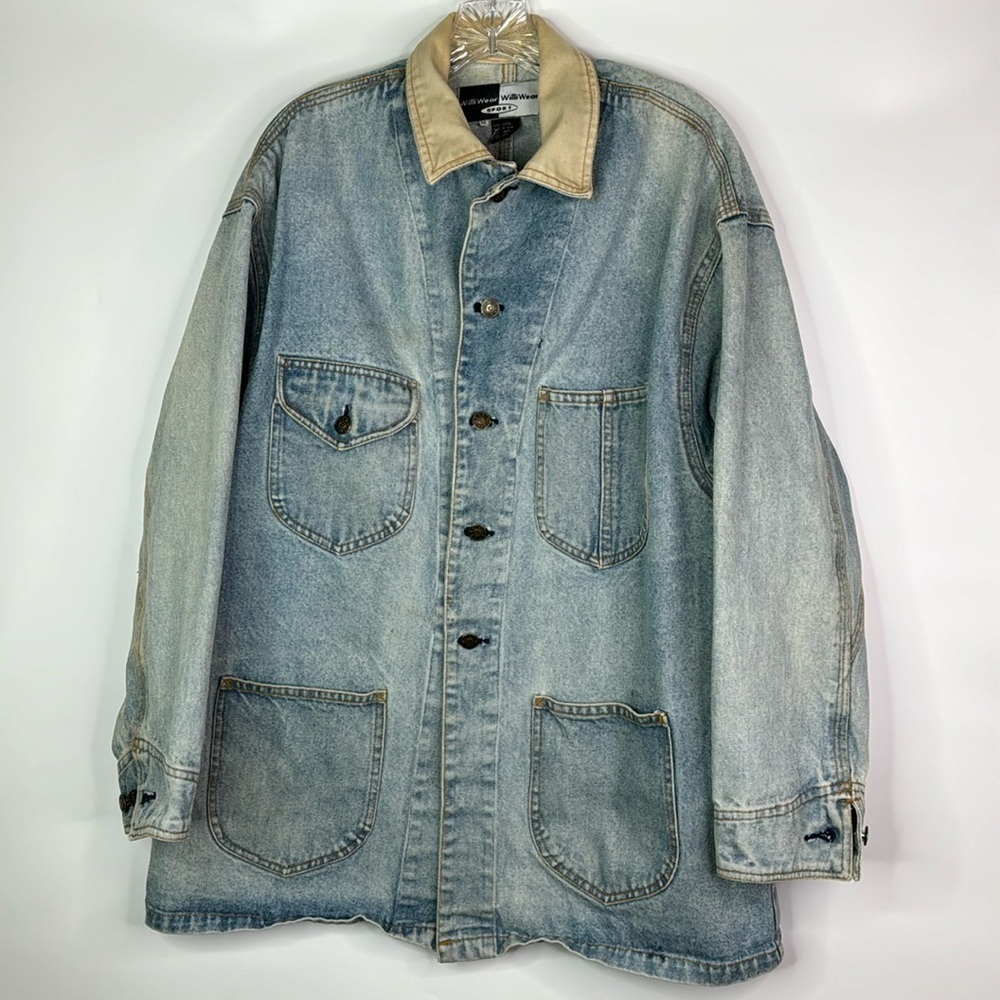 Vintage WilliWear Sport Denim Cargo Chore Jacket Medium
